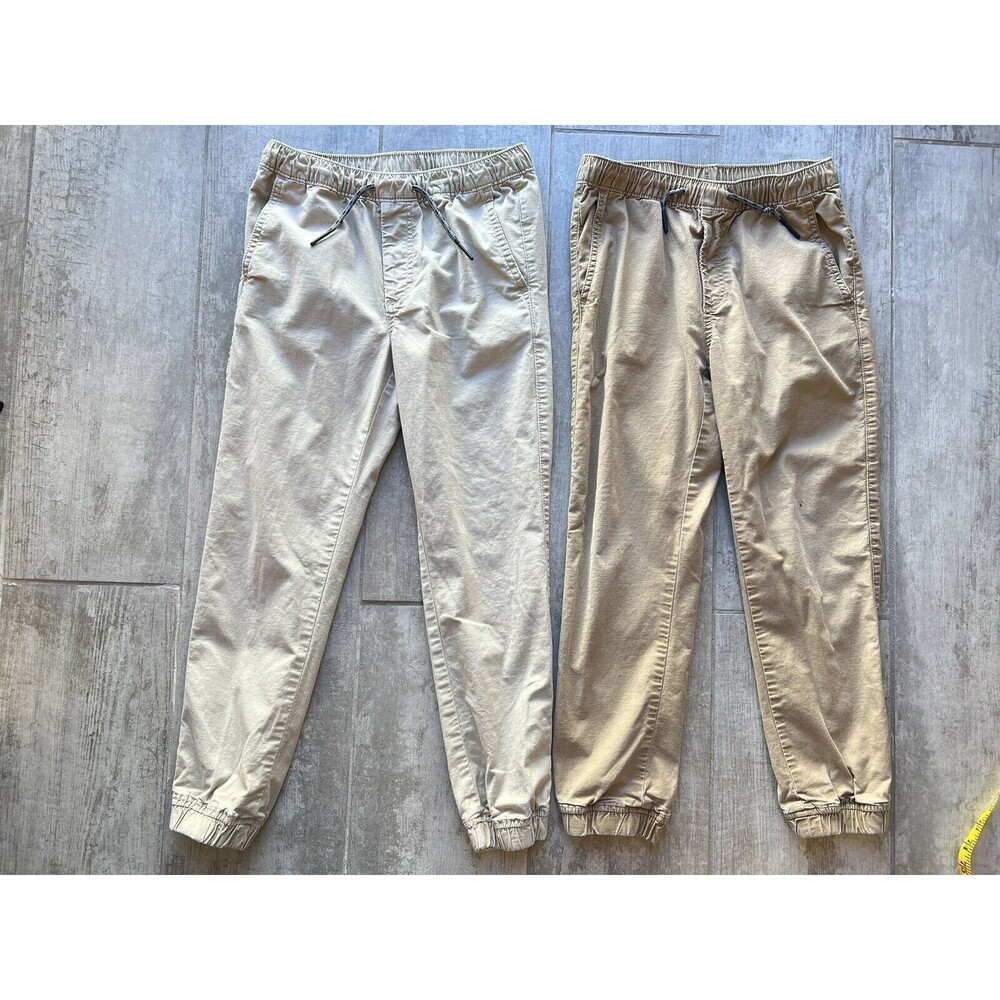 GAP Kids Boys Set Lot of 2 Khaki Drawstring Everyday Joggers Pants L 10-11 READ!